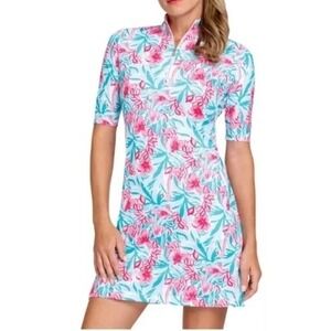 TAIL Tennis Golf Pickleball Dress Zaya UPF 50+ Flamboyance Printed 1/2 Sleeve XL